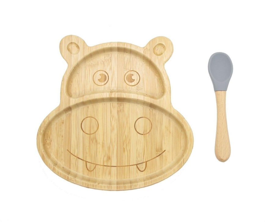 Bamboo Baby Suction Plate & Spoon Set – Hippo