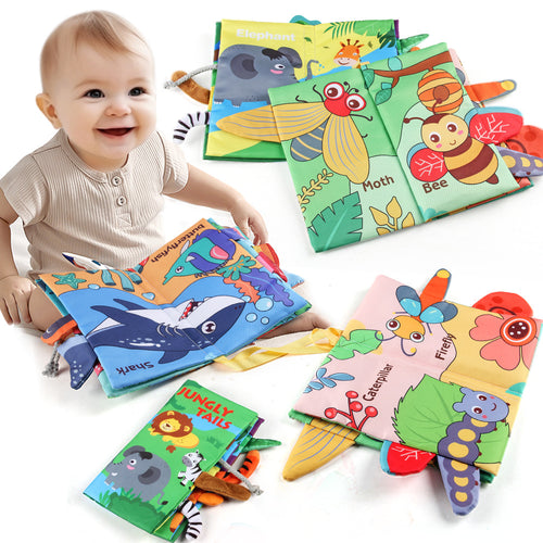 Soft cloth baby book with animal tails