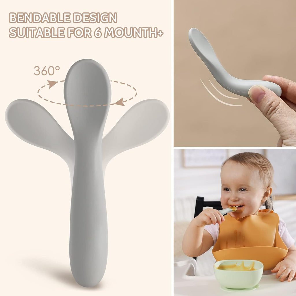 Silicone baby feeding spoons