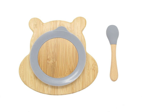 Bamboo baby hippo plate and spoon set