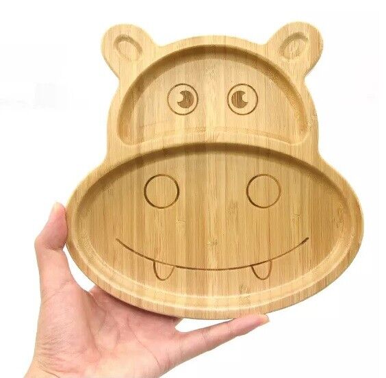 Bamboo baby hippo plate and spoon set