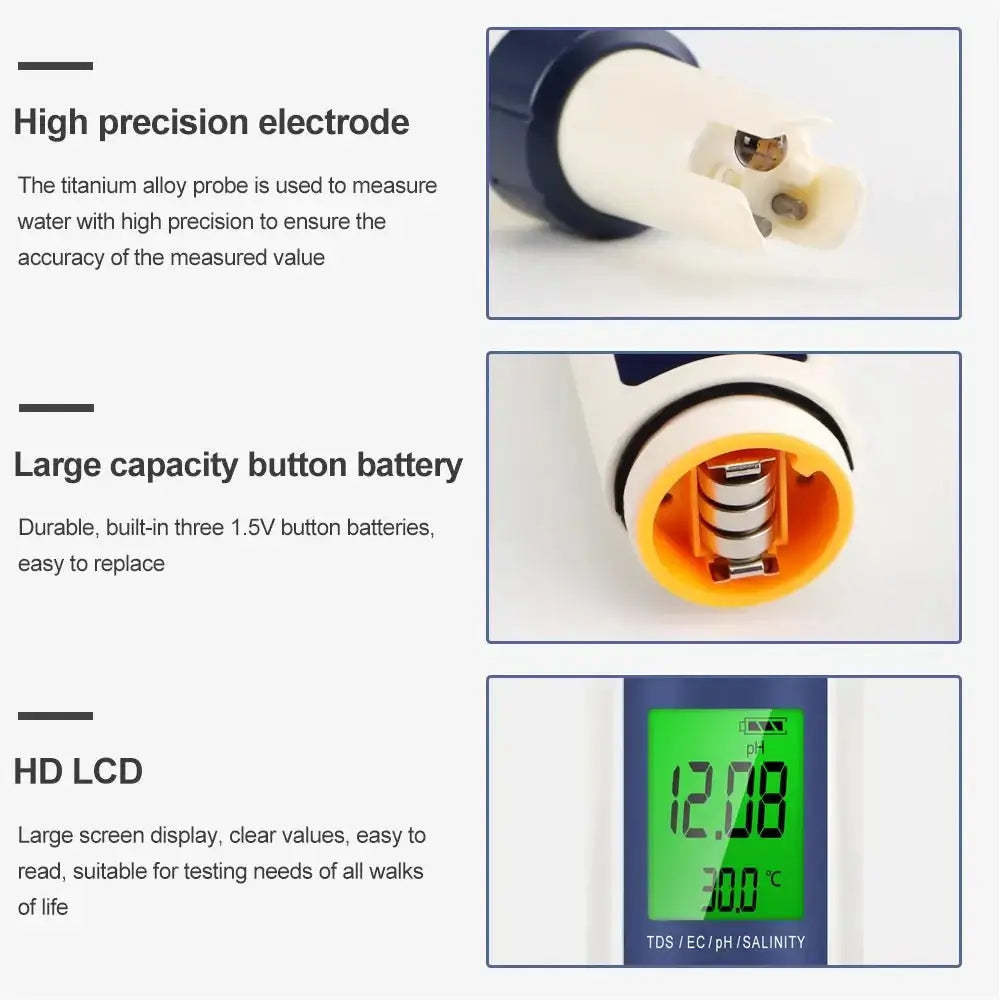 Aquarius Water 5 in 1  Digital Meter TDS EC Salinity TEMP PH Water Tester